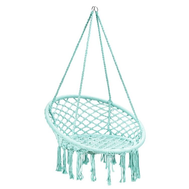 Bohemian Style Handwoven Cotton Round Swing Chair Macrame Hammock For for adults patio swing chair hanging