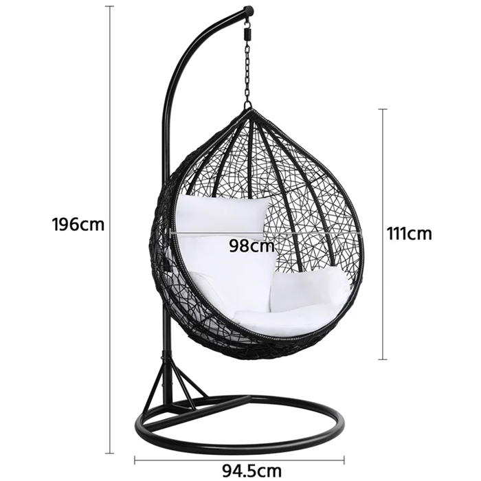 Factory Price Metal Frame Wicker Patio Swings Hanging Outdoor Leisure Balcony egg style garden rattan rocking chair for bedroom