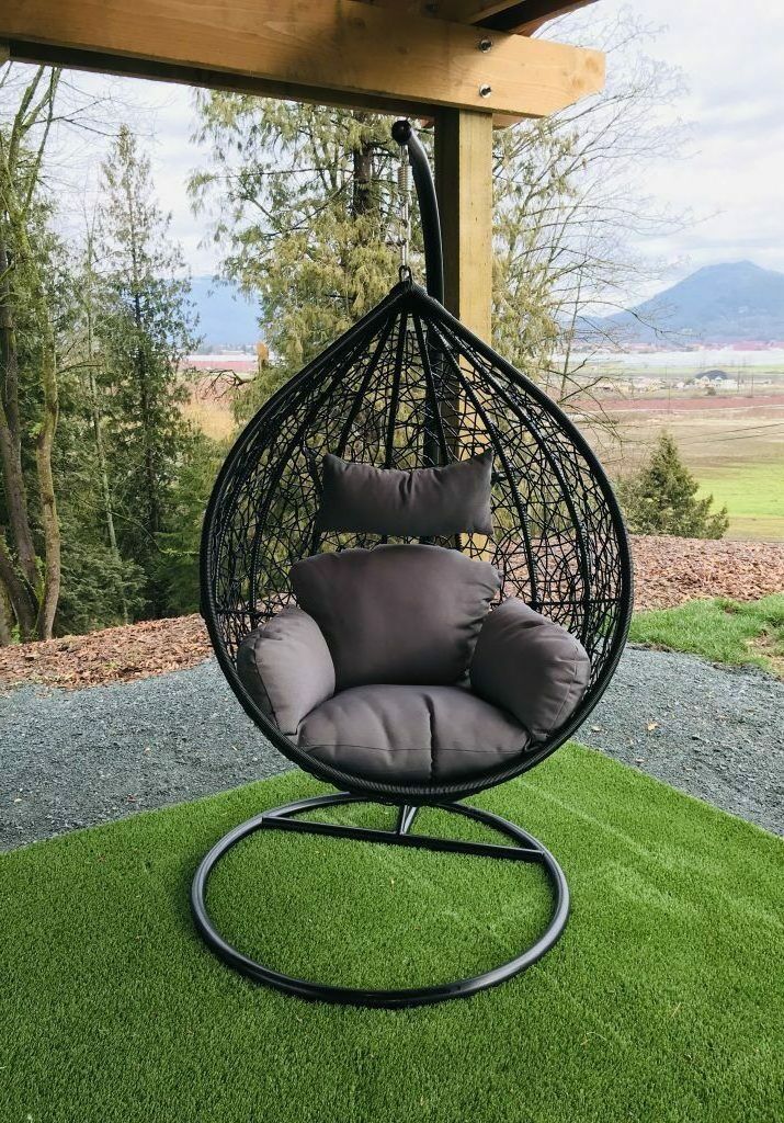 New Outdoor Furniture Patio Swings Hanging Egg Swing cocoons Chair with Metal Stand Indoor Wicker Rattan Garden hanging chair