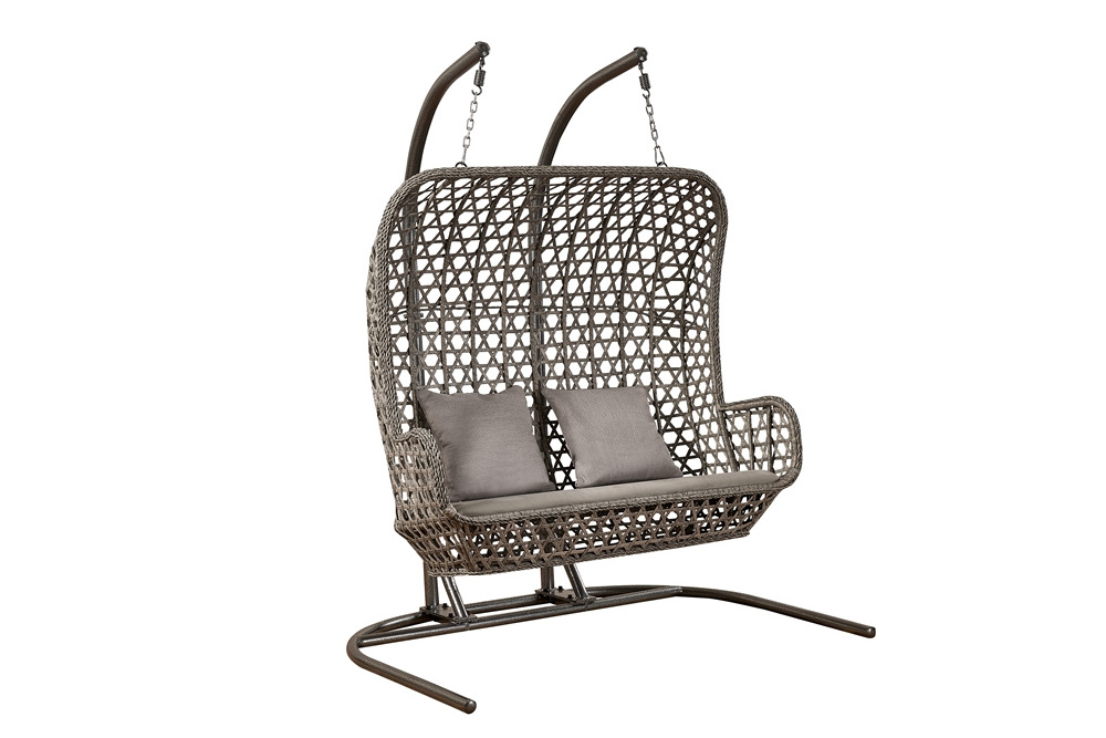 Wholesale Outdoor Garden Furniture Hanging Chair Swing Standing Double Hanging Wicker Egg Chair two seat