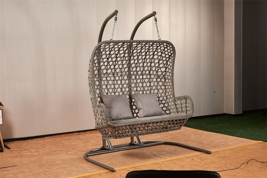 Wholesale Outdoor Garden Furniture Hanging Chair Swing Standing Double Hanging Wicker Egg Chair two seat