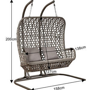 Wholesale Outdoor Garden Furniture Hanging Chair Swing Standing Double Hanging Wicker Egg Chair two seat