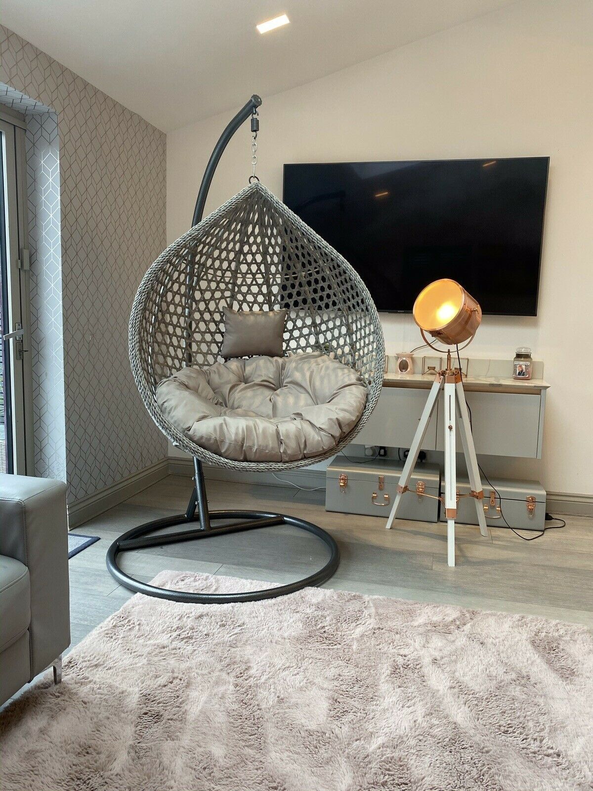 Outdoor furniture winker rattan swing chair garden furniture hanging single gray color swing chair