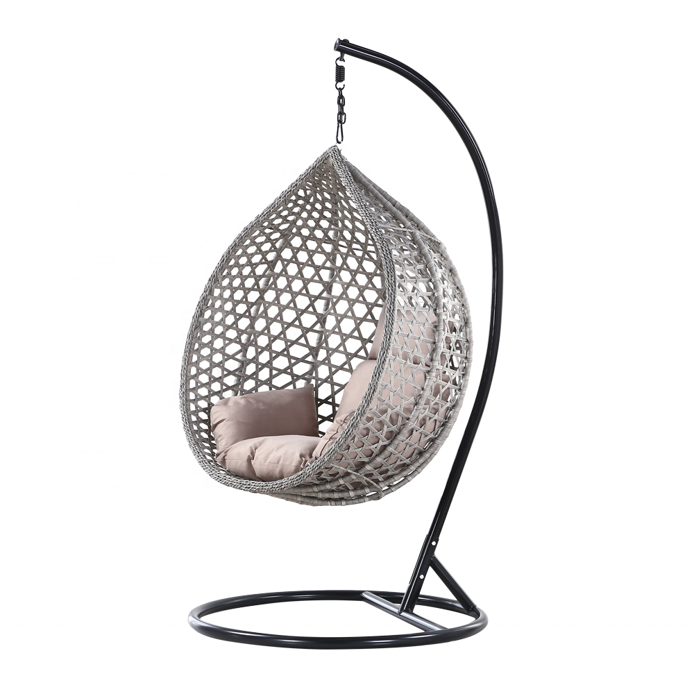 PERFECT Funiture Rattan Effect Garden Hanging Egg Swing Chair Relaxing Patio Hammock w/ Cushions