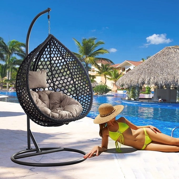 Box Packing Patio Rocking hammock outdoor furniture thicker cushion chaise lounge egg rattan indoor hanging chair Swing Chair