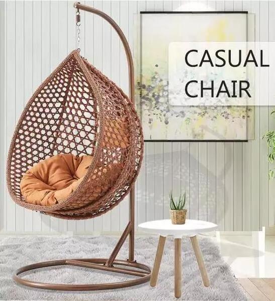 Outdoor Hanging Egg Chair Swing for Garden Patio Wicker Hammock Chairs with K/D Basket Strong Metal Stand