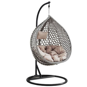 Outdoor Hanging Egg Chair Swing for Garden Patio Wicker Hammock Chairs with K/D Basket Strong Metal Stand