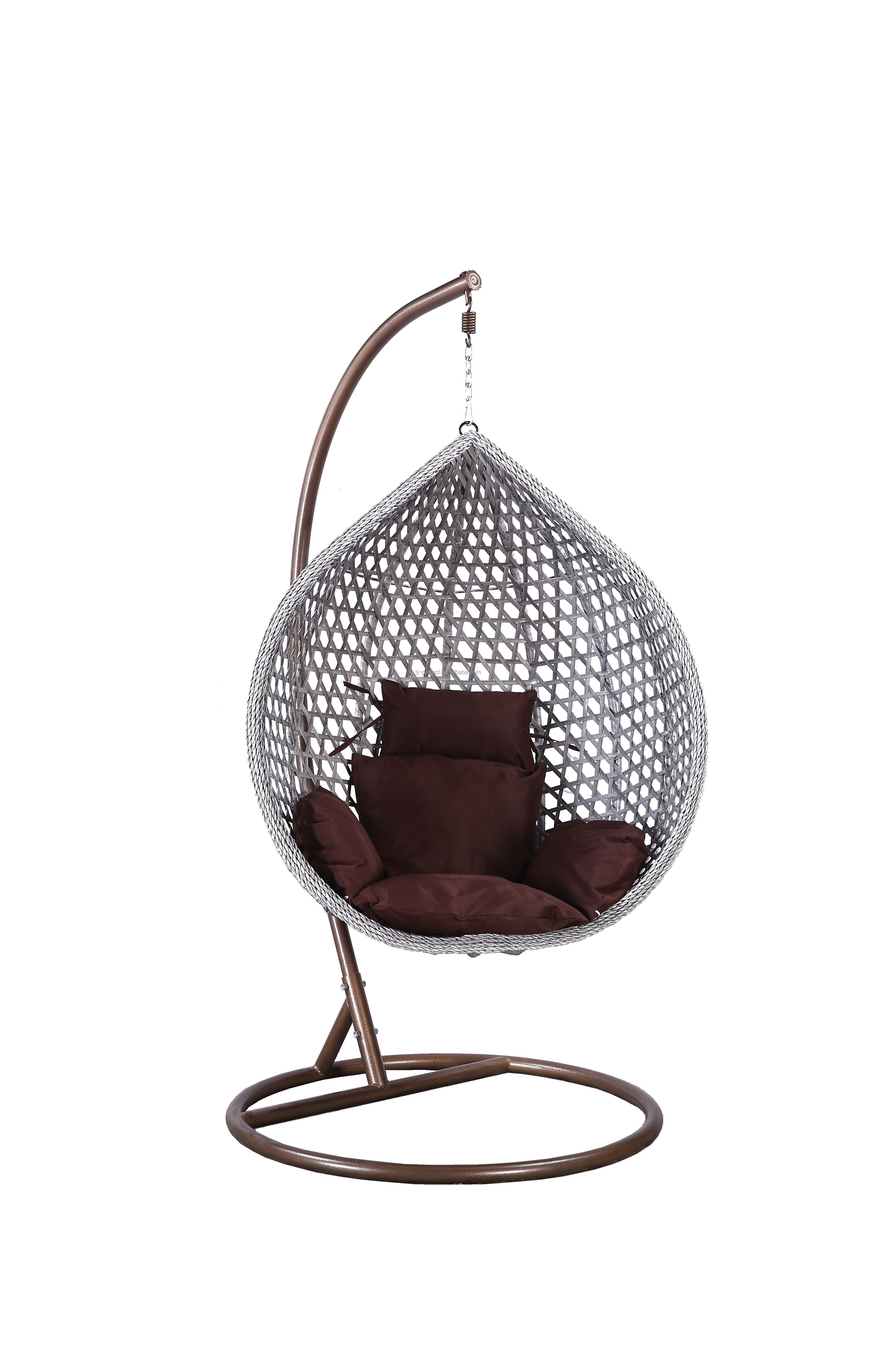 2023 Year Best Selling Patio Garden outdoor rattan wicker egg single swing chair with stand, indoor swinging pod Hanging Chair