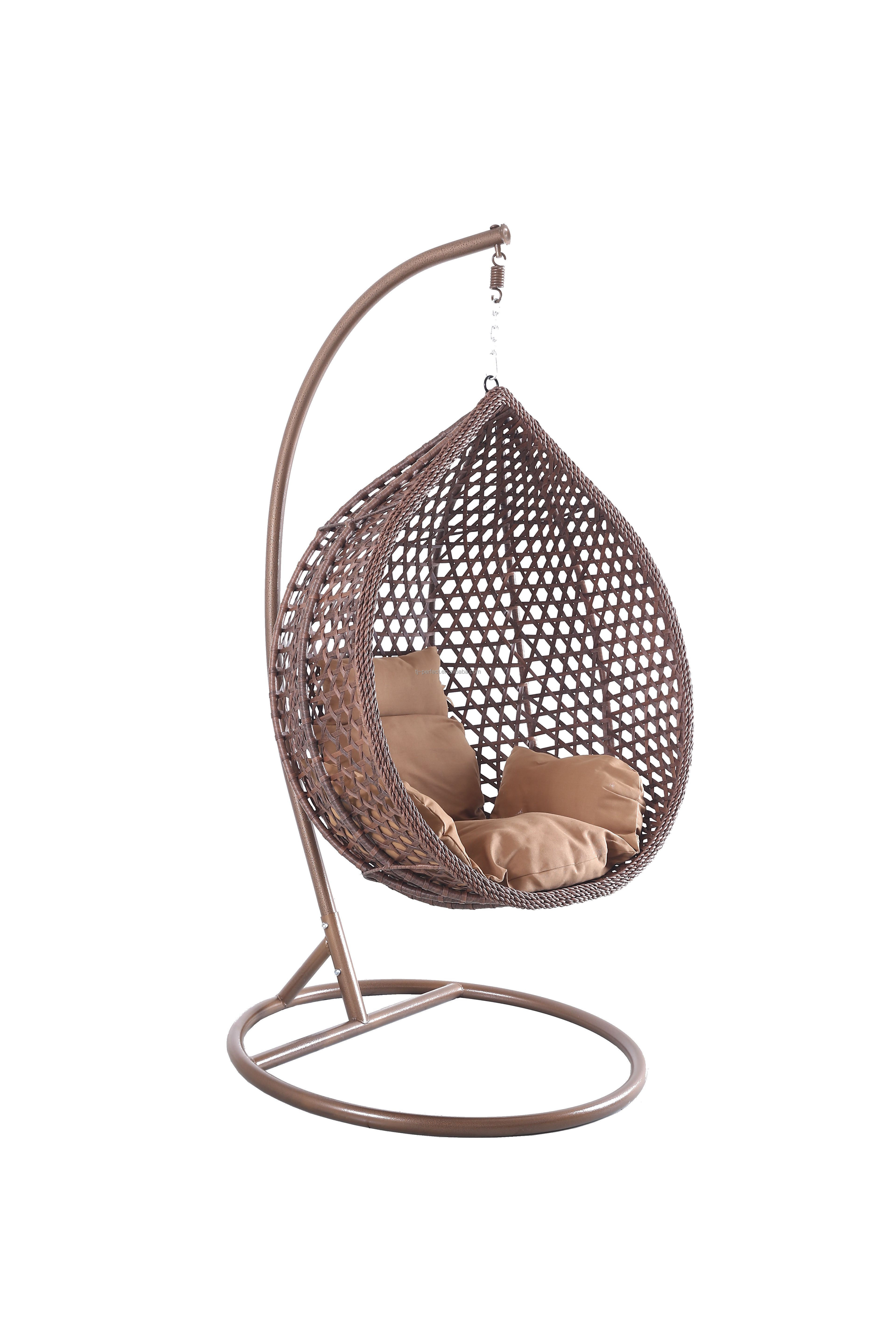 2023 Year Best Selling Patio Garden outdoor rattan wicker egg single swing chair with stand, indoor swinging pod Hanging Chair