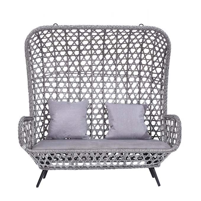 High Quality Modern Design Balcony Outdoor Patio Porch Relaxing Rattan Chair Double Seats Garden Sofa for garden furniture