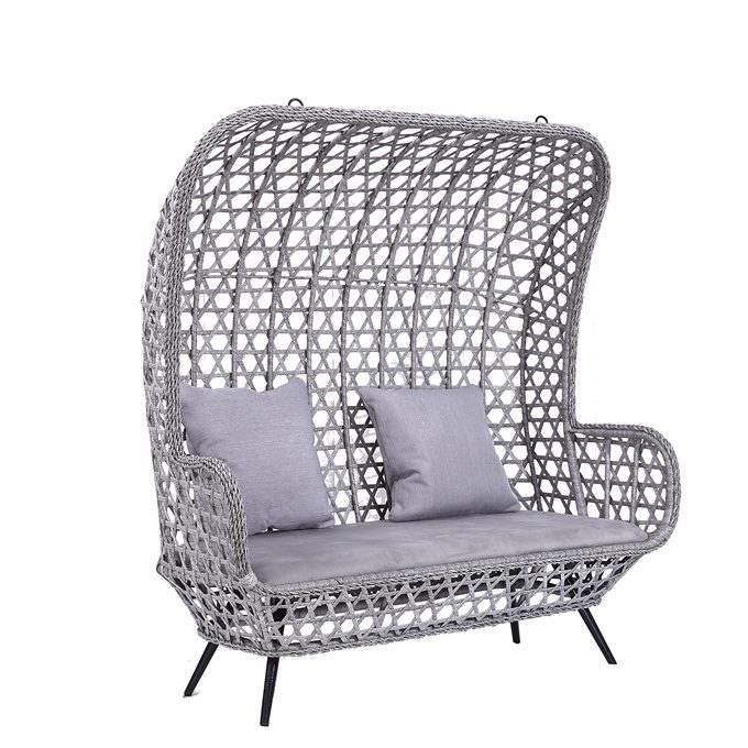 High Quality Modern Design Balcony Outdoor Patio Porch Relaxing Rattan Chair Double Seats Garden Sofa for garden furniture