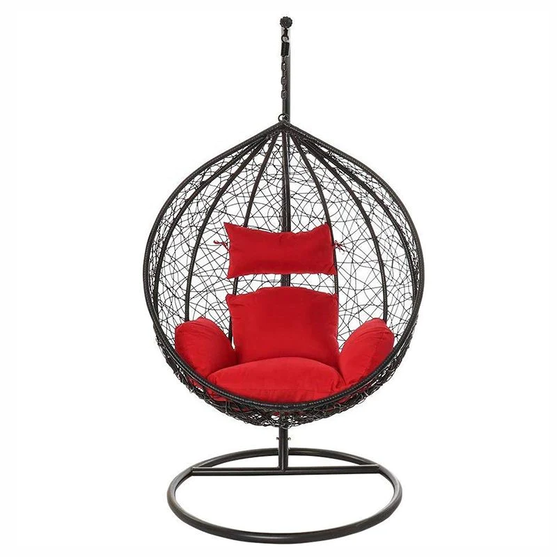 Hot Sale Furniture In And Outdoor Manufacturer Rattan Egg Hanging Patio Swing With Metal Stand Chair