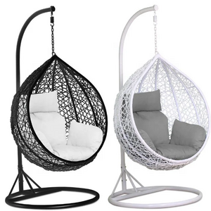 Hot Sale Furniture In And Outdoor Manufacturer Rattan Egg Hanging Patio Swing With Metal Stand Chair