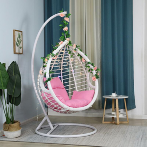 Hanging Chair Rattan Chair Household Indoor Rocking Lazy Chair White Balcony Hammock With Armrest