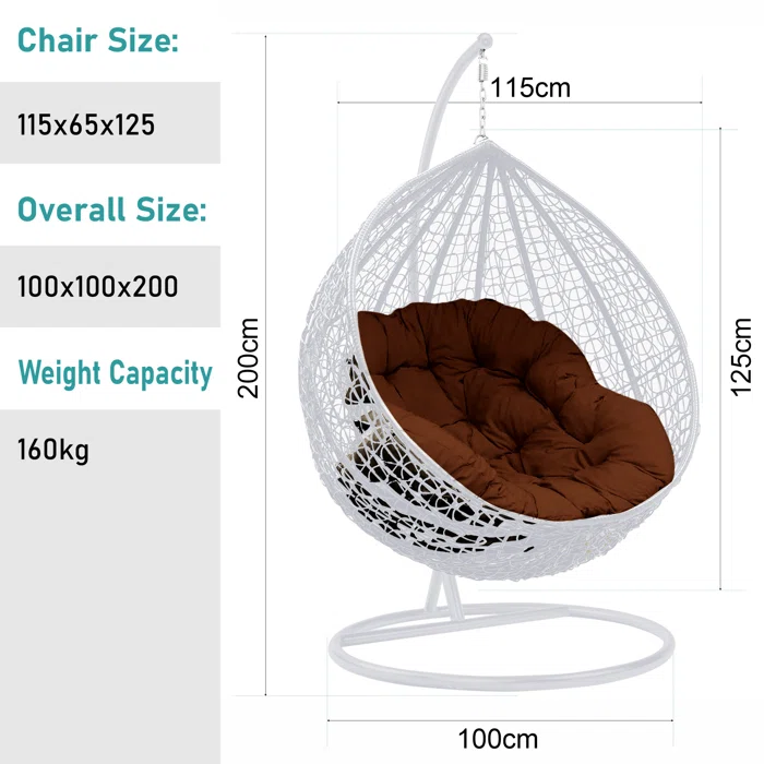 16 Years Manufacturer Garden Hanging Egg Hammock Chair Water Drop Shape White Color Big Chair Patio Swing for fat People