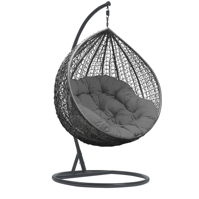 Cheap Round swing patio metal Modern Hanging Egg Chair Indoor Outdoor Big Basket Rattan Egg Shaped Swing Chair with metal Stand