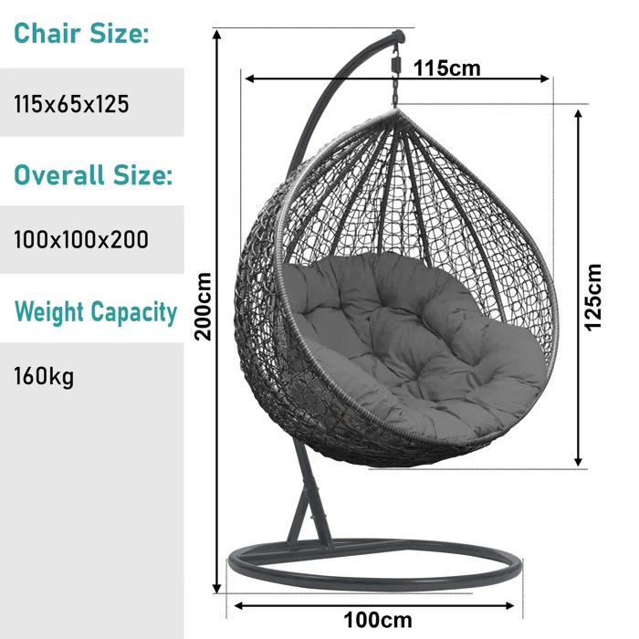 Cheap Round swing patio metal Modern Hanging Egg Chair Indoor Outdoor Big Basket Rattan Egg Shaped Swing Chair with metal Stand