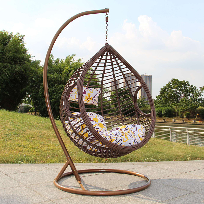 The Newest Design Patio polyester swing hammock chair Multicolored Hanging Rattan Chair Outdoor Bird Nest Shape Rocking Chair