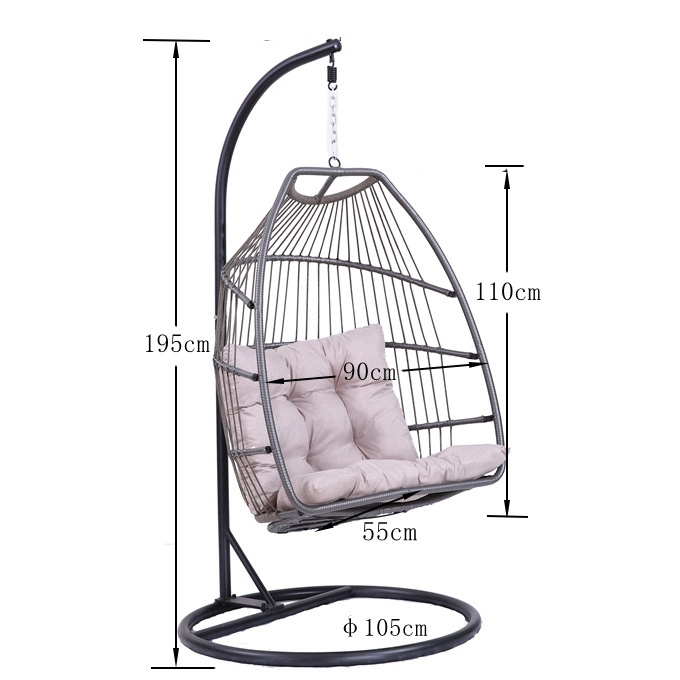 Swing Egg Chair,Hammock Chair Hanging Chair Aluminum Frame and UV Resistant Cushion with Steel Stand Indoor Outdoor Patio