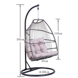 Swing Egg Chair,Hammock Chair Hanging Chair Aluminum Frame and UV Resistant Cushion with Steel Stand Indoor Outdoor Patio