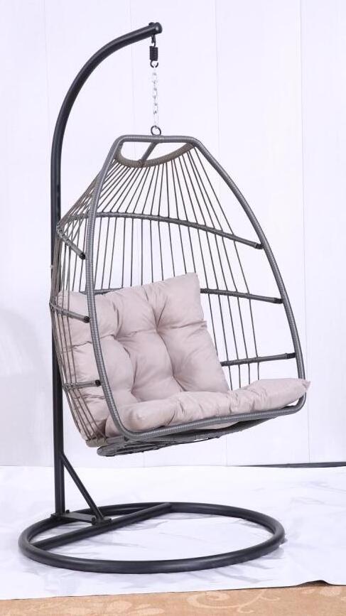 outdoor high quality folding rope swing chair single foldable hanging wicker egg chair supplier patio furniture