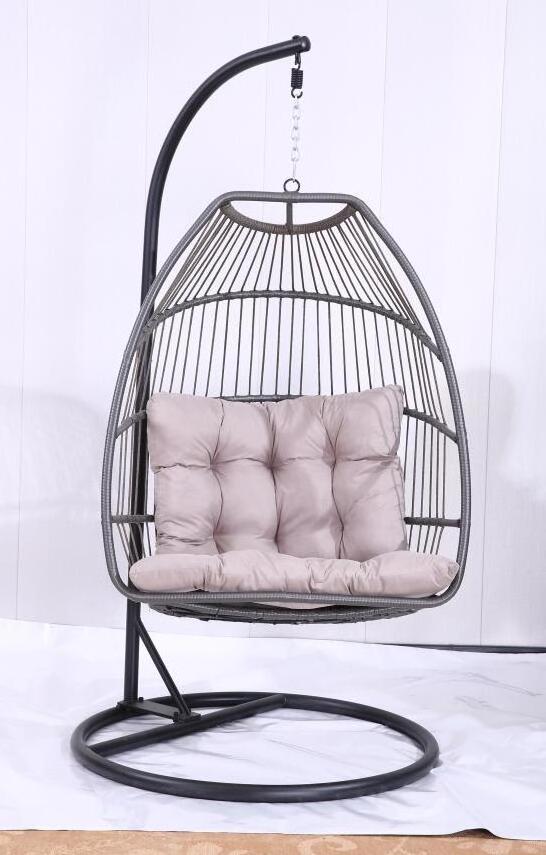 Swing Egg Chair,Hammock Chair Hanging Chair Aluminum Frame and UV Resistant Cushion with Steel Stand Indoor Outdoor Patio