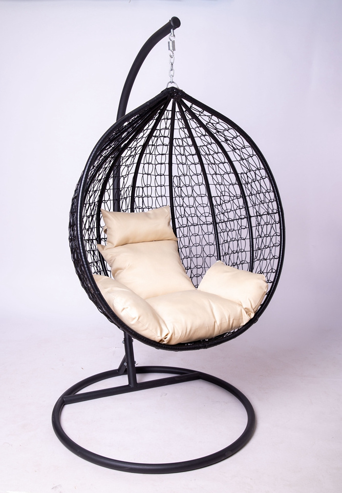 Bedroom Living Room Balcony Egg Chair Indoor Outdoor Swing Patio Wicker Hammock PE rattan Swing Chair with Stand, rocking chair