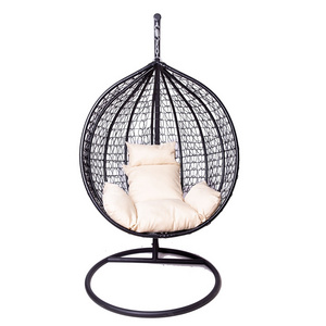 Bedroom Living Room Balcony Egg Chair Indoor Outdoor Swing Patio Wicker Hammock PE rattan Swing Chair with Stand, rocking chair