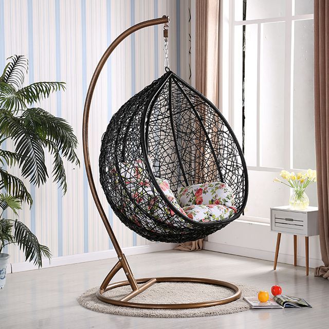 Factory Directly Sale Plastic Rattan Swings Round Hammock Rattan Swing Chair Outdoor Indoor Swing Garden Chair