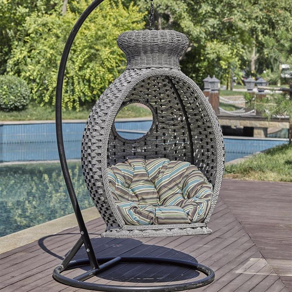 indoor outdoor living room single adult metal stand teardrop swing hanging egg chair