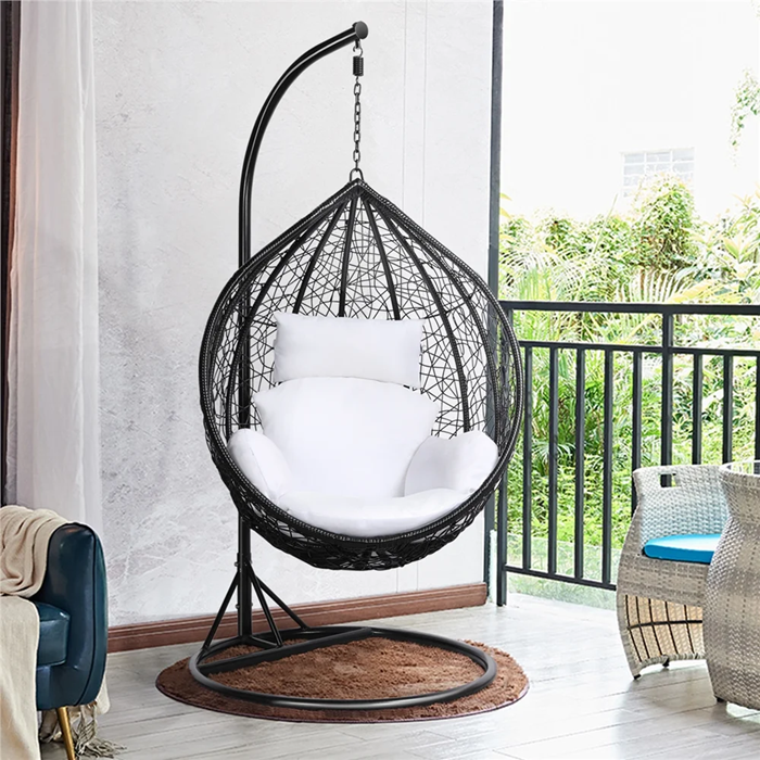 Factory Price Metal Frame Wicker Patio Swings Hanging Outdoor Leisure Balcony egg style garden rattan rocking chair for bedroom