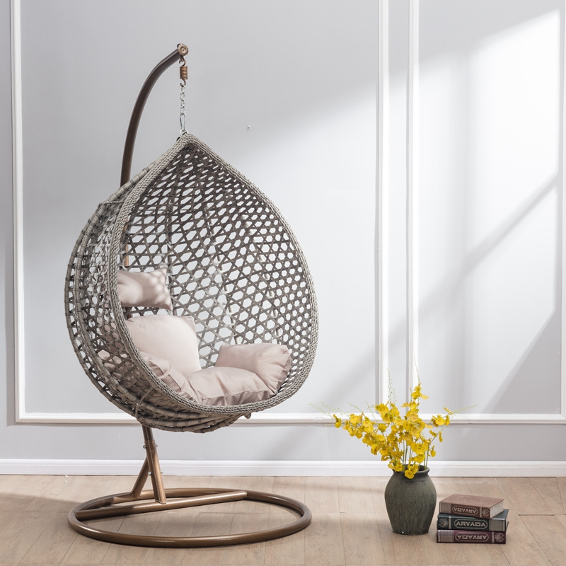 PE Rattan egg chair with stand Metal Frame Hanging basket Cradle Chair for one person use, hanging garden chair egg rattan adult