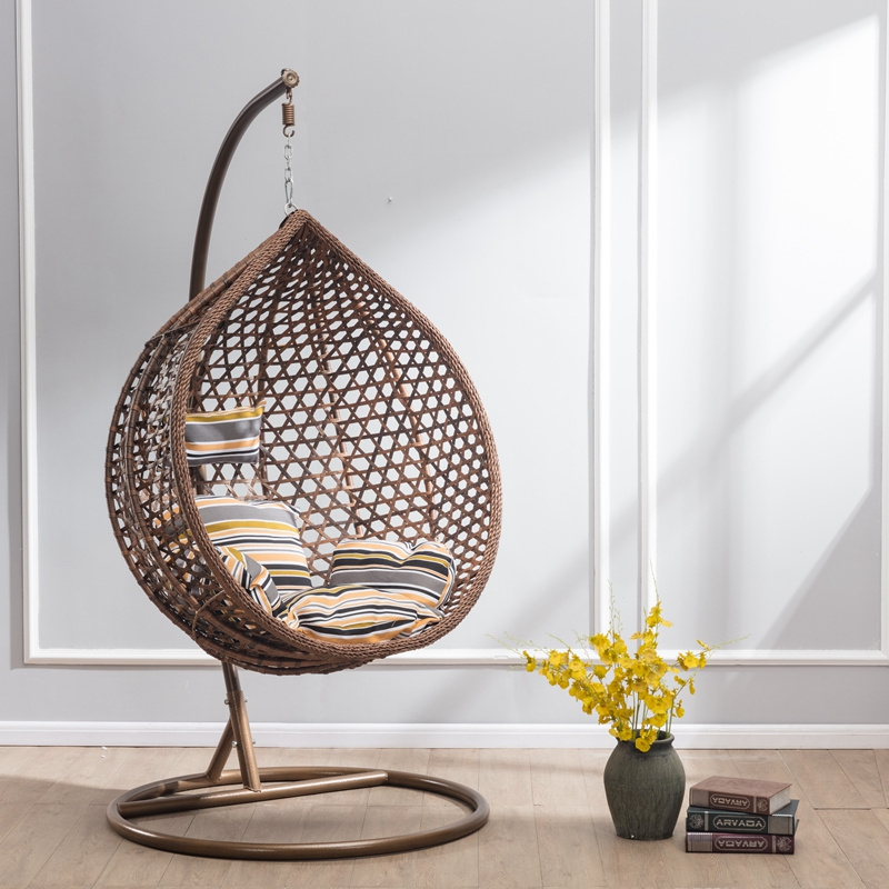 PE Rattan egg chair with stand Metal Frame Hanging basket Cradle Chair for one person use, hanging garden chair egg rattan adult