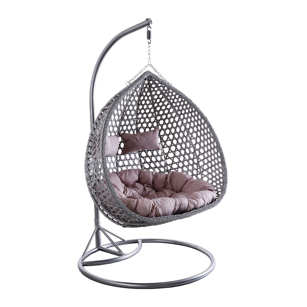 2019 NewHot Patio Egg Chair Rattan Garden Wicker Outdoor Furniture Luxury Double Seater Hanging Swing Chair with Cushion Hammock