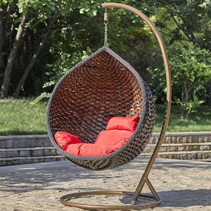 indoor outdoor living room single adult metal stand teardrop swing hanging egg chair