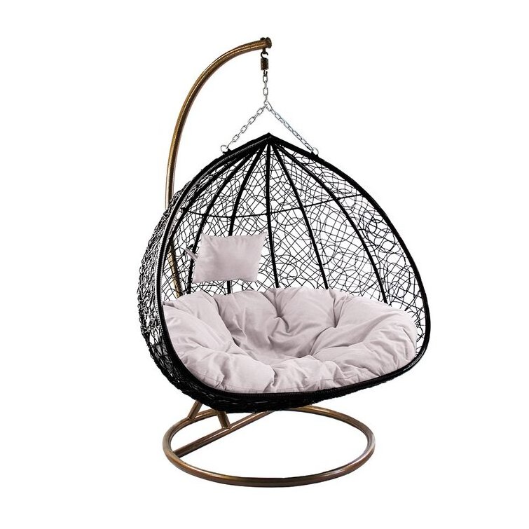 Unique temptation Weave Double Patio Swings Hanging Egg Chairs Rattan Wicker Chairs Hammock Outdoor Swing Chair Nest Basket