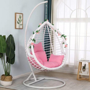 The Newest Design Patio polyester swing hammock chair Multicolored Hanging Rattan Chair Outdoor Bird Nest Shape Rocking Chair