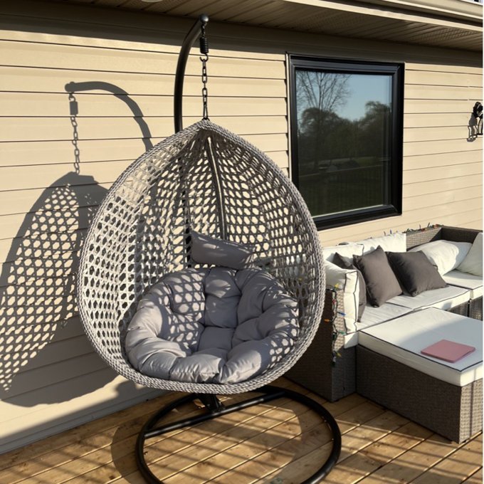 2024 Factory Direct Sale Swing patio folding Rattan Furniture garden swing bed for Outdoor  hammock Hanging Egg Chair