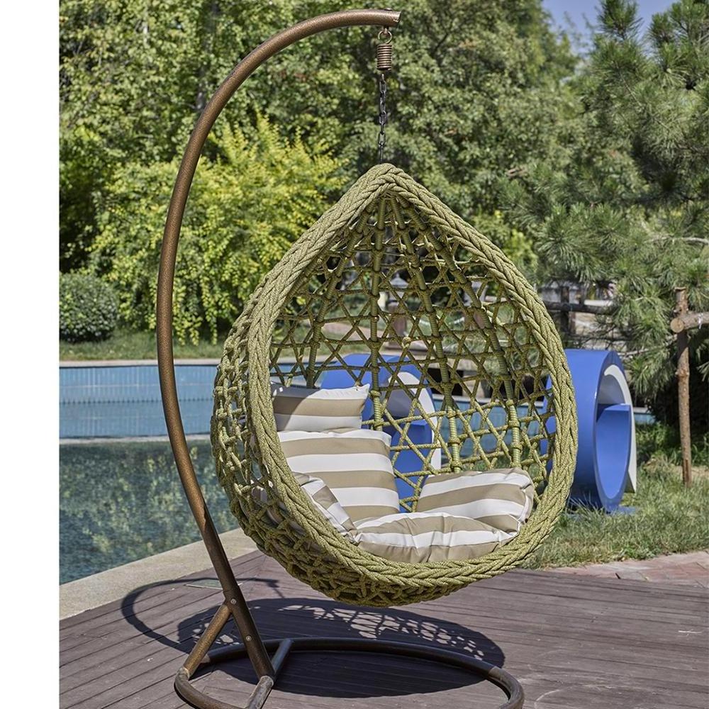 indoor outdoor living room single adult metal stand teardrop swing hanging egg chair