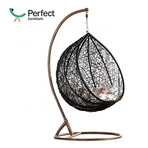 Outdoor Hammock Pe Rattan Chair With Metal Frame Black Adult Hanging Egg Swing Chairs