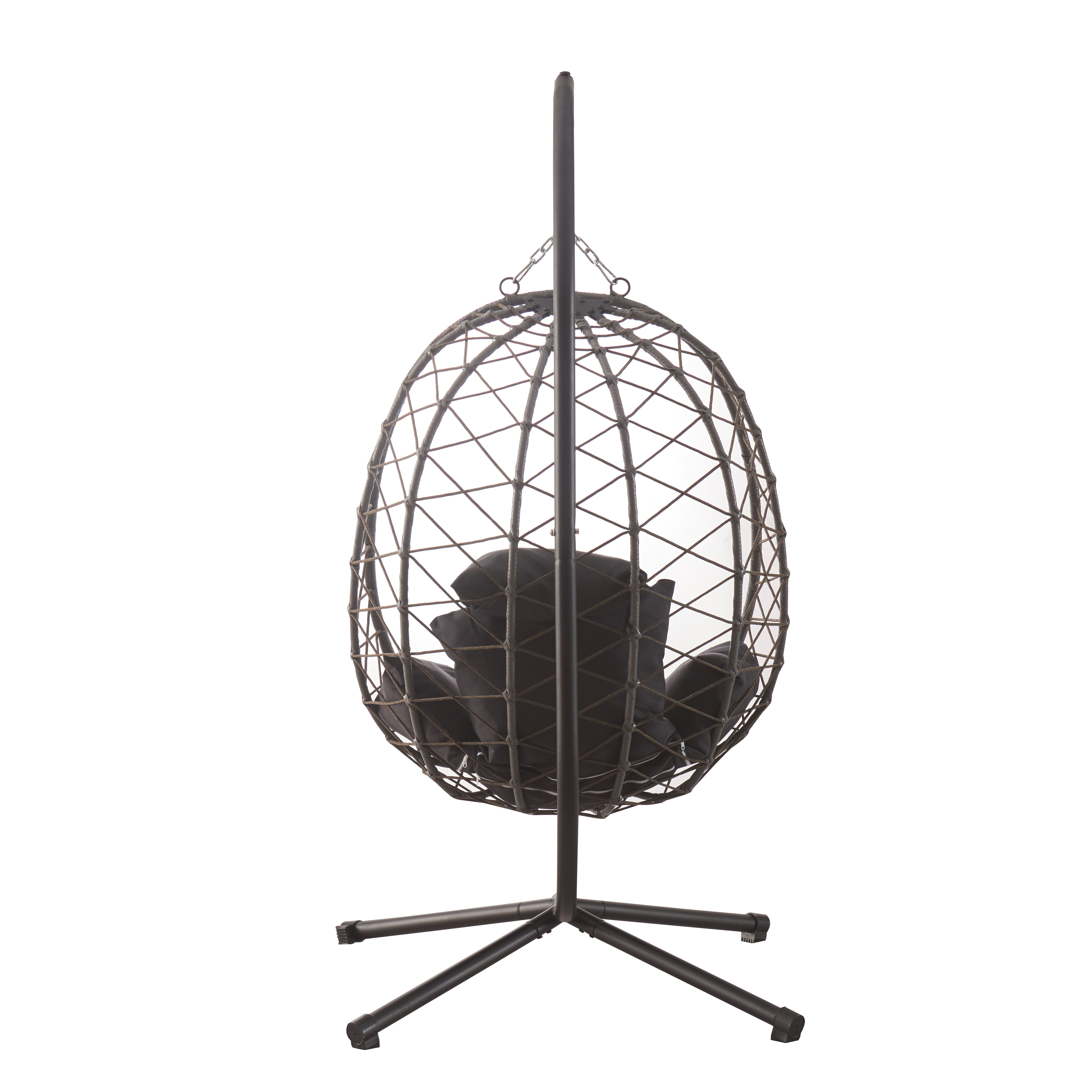 2023 New modern garden hammock patio outdoor furniture rattan wicker swing hanging egg chairs with metal stand