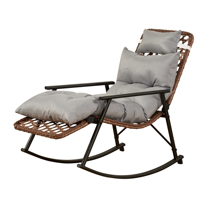 Camping Lounge Chairs for Outside, Folding Chaise Lounge W/Removable Headrest & 4 Adjustable Positions, Outdoor Recline Chair