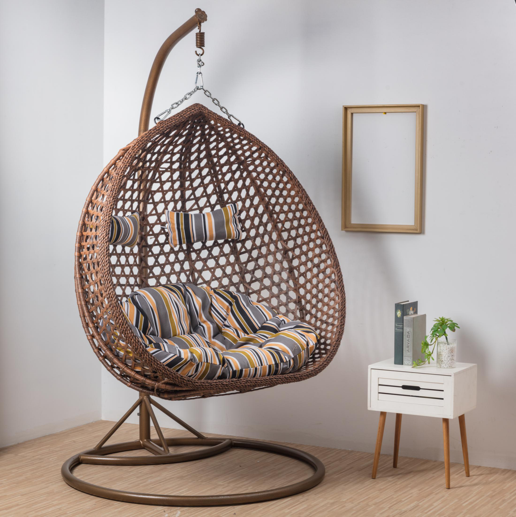 High Quality Outdoor furniture Rattan Wicker Bird Nest Hanging Swing egg chair, egg chair music shaped lounge