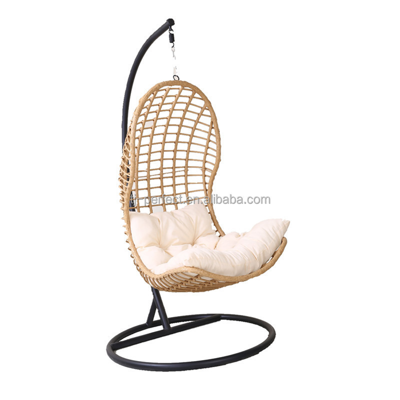 Garden Sets Outdoor Furniture Moon Shape Yellow Rattan Waved Hammock Swing Hanging Chair Patio