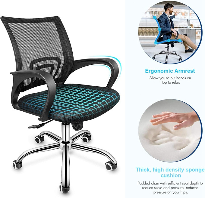 Ergonomic Cheap Mesh Computer Chair Lumbar Support Modern Executive Adjustable Stool Rolling Swivel Chair