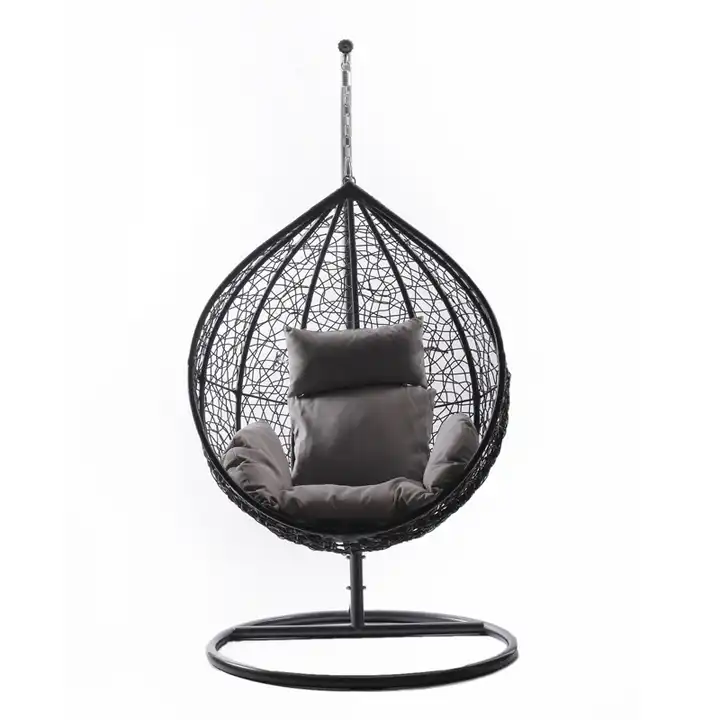 Outdoor Hammock Pe Rattan Chair With Metal Frame Black Adult Hanging Egg Swing Chairs