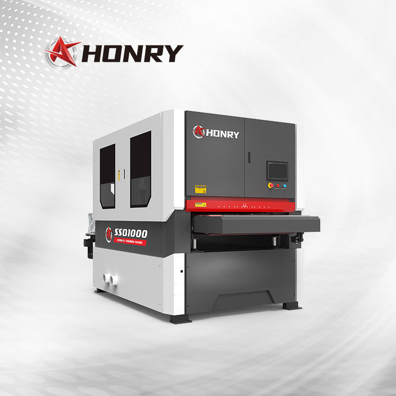 Honry SSQ1000 super productivity cnc 2 wide belt sander 4 rollers perforated sheet deburring machine for laser cutting parts