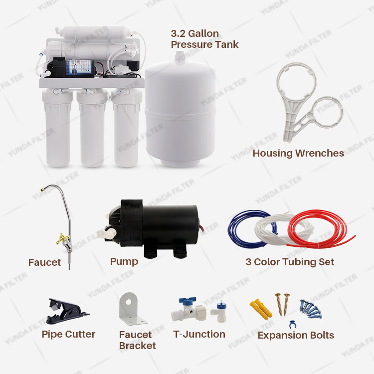 More grades filtration NSF certified activated carbon and ro membrane fitting water ro purifier systems for home domestic water