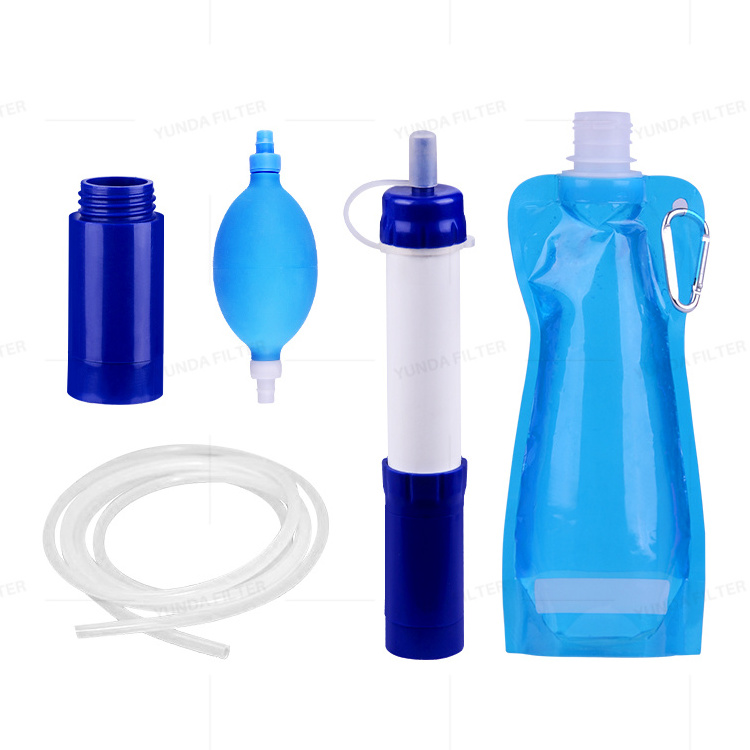 Food grade material high filtration effect portable filtering straw personal emergency survival water filter kits for outdoor