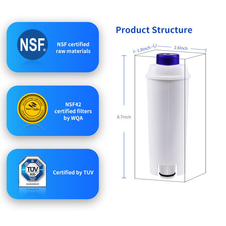 NSF42 certified pack of 3 DLS C002 home coffee machine clean white water filter compatible for 5513292811 DLS C002  CFL-950 SER3